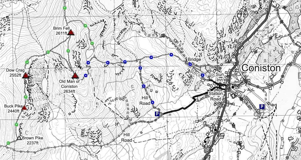 Old Man of Coniston Hiking Map